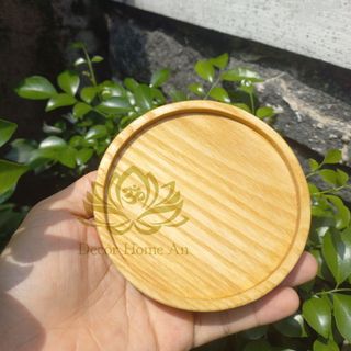 Ly Om Mani Padme Hum cầu nguyện mỗi ngày bằng sứ+ lót ly gỗ tầng bì Decor Home An