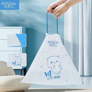 Túi đựng rác dây rút Gấu dâu chống rò rỉ nước, không sợ bẩn tay | Túi đựng rác cuộn 100 túi siêu dai kích thước 45*50cm ( hàng đủ )