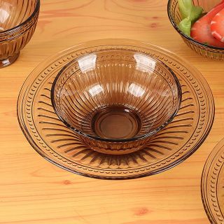 Bộ Bát Chén Dĩa Ly Thuỷ Tinh Nâu Sọc Set 10Món , 8món , 5món , 3Món , 2món Cao Cấp .