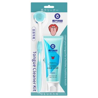 Gel Vệ Sinh Lưỡi Vị Đào & Bạc Hà Thơm Mát Tiêu Diệt Vi Khuẩn Sạch Khoang Miệng Bàn Chải Lưỡi Silicone