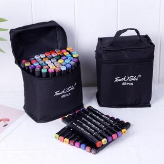 Bút Màu Dạ Marker 48CT Chuyên Nghiệp Touch Kèm Túi Vải Họa Cụ Vẽ Tranh Cao Cấp , Bút Dạ kèm túi