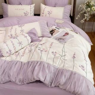 Bộ chăn ga lụa Lavender cao cấp