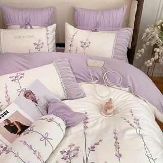 Bộ chăn ga lụa Lavender cao cấp