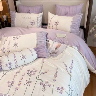 Bộ chăn ga lụa Lavender cao cấp