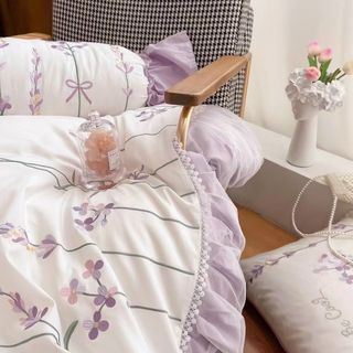 Bộ chăn ga lụa Lavender cao cấp