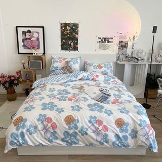Bộ chăn ga gối cotton korea sọc