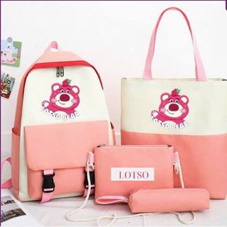 Balo set 4 món đi học thời trang - gấu losto Hồng