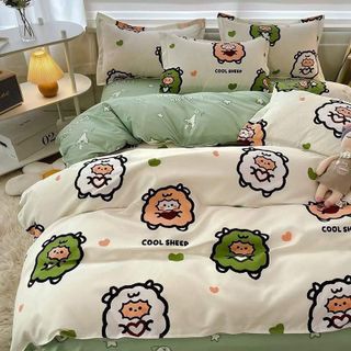 Bộ chăn ga gối cotton korea thỏ tím siêu hot