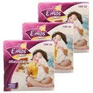 [RẺ NHẤT - E'MOS THÙNG 30 GÓI] Gói 100 tờ khăn giấy vuông emos khổ lớn/khăn giấy đa năng emos/ khăn giấy rút