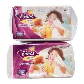 [RẺ NHẤT - E'MOS THÙNG 30 GÓI] Gói 100 tờ khăn giấy vuông emos khổ lớn/khăn giấy đa năng emos/ khăn giấy rút