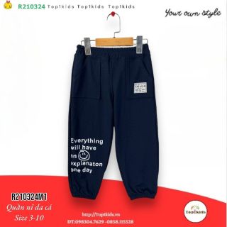 SỈ VKIDS☘️ Quần da cá, dài, bé trai, bo gấu, đáp túi, in chữ, size 3t-10t, ri8 - R210324M1_08072507_sg1 giá sỉ