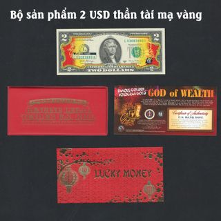 Tiền 2USD Mạ Vàng Thần Tài in Sưu Tầm Lưu Niệm, Làm Quà Tặng, Lì Xì Tết 2023 giá sỉ - giá bán buôn