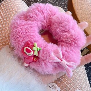 CỘT TÓC GẤU DÂU LÔNG MỀM ĐÍNH CHARM NƠ