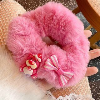 CỘT TÓC GẤU DÂU LÔNG MỀM ĐÍNH CHARM NƠ