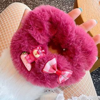 CỘT TÓC GẤU DÂU LÔNG MỀM ĐÍNH CHARM NƠ