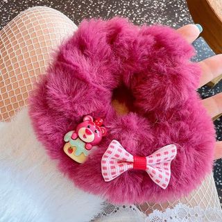 CỘT TÓC GẤU DÂU LÔNG MỀM ĐÍNH CHARM NƠ