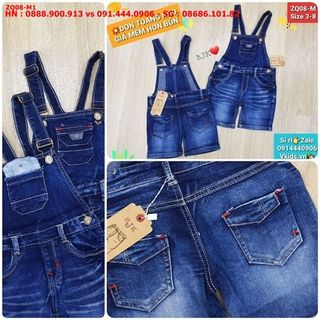 ☘️SỈ VKIDS☘️ Quần Yếm Jean, bé gái , đùi, xước, túi ngực, màu xanh, size bé 3t-8t , ri6 - ZQ08-M1_08232507_sg2 giá sỉ