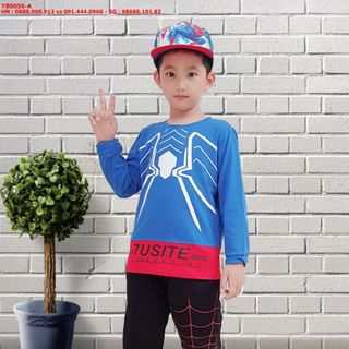 ☘️SỈ VKIDS☘️ Bộ cotton, bé trai, dài tay, in người nhện, màu xanh phối trắng, size 3t-10t, ri8 - YB0056-A1_15092607_sg2 giá sỉ