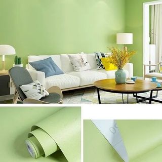 10m Giấy dán tường xanh lá mạ pastel bóc và dán trang trí tường