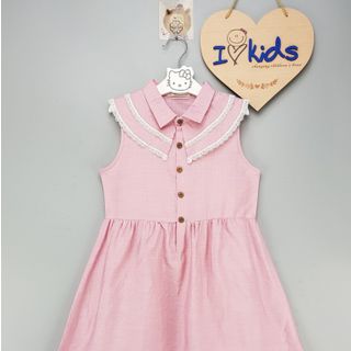 ☘️SỈ VKIDS☘️ Váy tơ sọc, bé gái, sát nách cổ sơ mi, màu hồng đậm, size to 9t-14t, ri5 - 9332-M1_16552607_sg2 giá sỉ