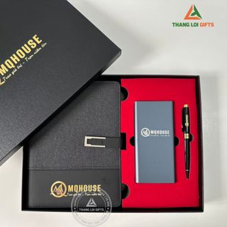 Bộ Quà Tặng (Sổ tay, Bút ký & Pin sạc) – In Khắc Tên Doanh Nghiệp