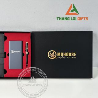Bộ Quà Tặng (Sổ tay, Bút ký & Pin sạc) – In Khắc Tên Doanh Nghiệp