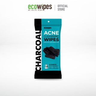Hộp 2 Gói Khăn ướt ngừa mụn than hoạt tính Charcoal Acne Cleansing Wipes
