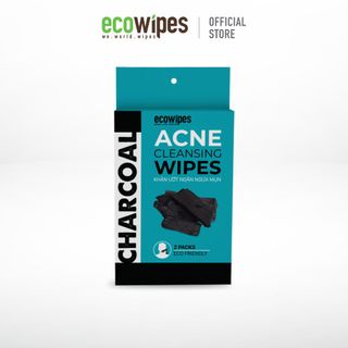 Hộp 2 Gói Khăn ướt ngừa mụn than hoạt tính Charcoal Acne Cleansing Wipes