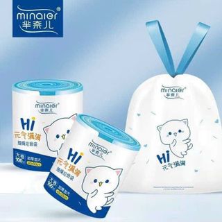 Túi đựng rác dây rút Minaier, túi rác thỏ, túi rác mèo, cuộn 100 túi rác - Túi rác Minaier giá sỉ