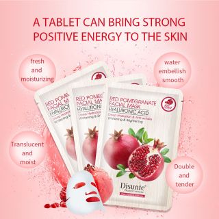 Mặt Nạ Lựu Đỏ Hyaluronic Acid Dưỡng Ẩm , Loại Bỏ Ngăn Ngừa Lão Hoá, Sạm Da, Vết Thâm , Nám , Tàn Nhan giúp da Trắng Sáng ( 1hop/10mieng )