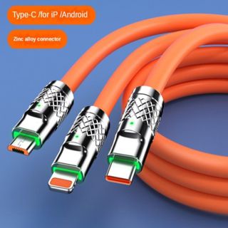 Cáp Sạc Nhanh 3 Đầu Siêu Bền, Dùng Cho Tất Cả Các Điện Thoại SmartPhone, Sạc Nhanh 3 Trong