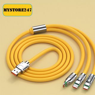 Cáp Sạc Nhanh 3 Đầu Siêu Bền, Dùng Cho Tất Cả Các Điện Thoại SmartPhone, Sạc Nhanh 3 Trong