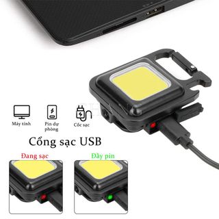 Đèn Pin Siêu Sáng, Đèn Pin Mini 3 Trong 1 Có Thể Bỏ Túi Tích Hợp Mở Bia, Móc Chìa Khóa / Đèn Làm Việc LED COB Nhỏ Di động để Cắm Trại đọc Sách Những Dịp Khẩn Cấp