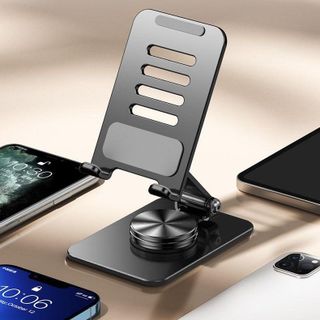 Giá Đỡ Điện Thoại Máy Tính Bảng Kim Loại Nguyên Khối Siêu Chắc Chắn, Kệ Kim Loại Xoay 360 Mọi Hướng, Giá Đỡ Kim Loại Để Bàn Học Tiện Dụng