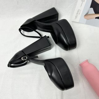 Giày Marry Jane Cao Gót Trắng Đen Sang Trọng Đế Cao 12cm