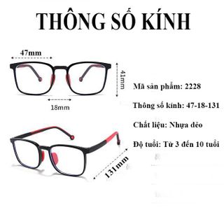 [Siêu dẻo] Kính thời trang gọng dẻo xịn, tròng chống chói, chống tia UV có thể thay tròng cho bé mã 2228