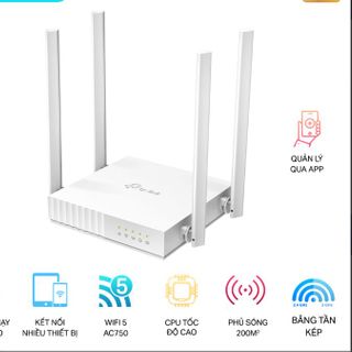Bộ Phát Wifi TP-Link Archer C24 (Chuẩn AC/ AC750Mbps/ 4 Ăng-Ten Ngoài/ 25 User)