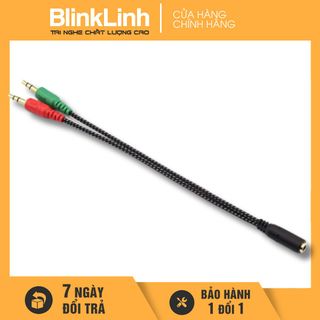 Dây cáp 3.5 gộp cổng audio và mic, dây dù chống đứt, Jack cổng 3.5 để sử dụng tai nghe gaming điện thoại cho máy tính