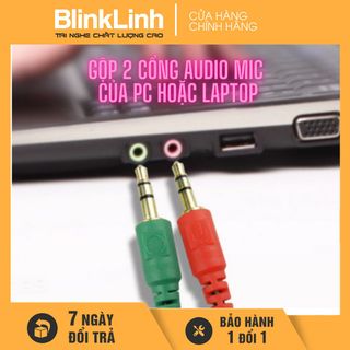 Dây cáp 3.5 gộp cổng audio và mic, dây dù chống đứt, Jack cổng 3.5 để sử dụng tai nghe gaming điện thoại cho máy tính