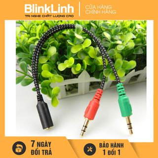 Dây cáp 3.5 gộp cổng audio và mic, dây dù chống đứt, Jack cổng 3.5 để sử dụng tai nghe gaming điện thoại cho máy tính