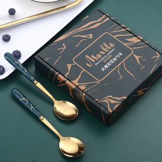 Set Bộ Muỗng Thìa Vàng 6Cái Tay Cầm Vân Đá Cực Sang Trọng và Tiện Lợi ( Hàng Tận Xưởng )