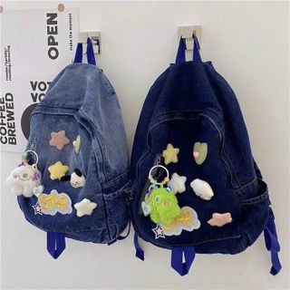Túi xách quảng châu Balo Jean Đính Phụ Kiện - 12B3062 (Chuyên sỉ túi xách sll, balo, ví, thắt lưng, túi Laptop)