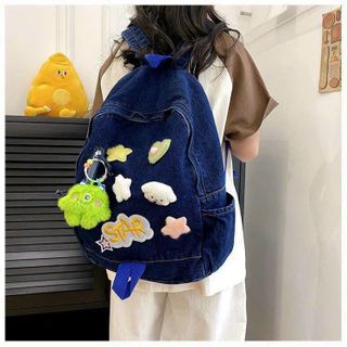 Túi xách quảng châu Balo Jean Đính Phụ Kiện - 12B3062 (Chuyên sỉ túi xách sll, balo, ví, thắt lưng, túi Laptop)