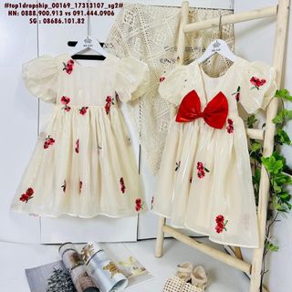 Hàng Sỉ SGĐầm tơ Organza, bé gái, thêu hoa, tay bồng, nơ to phía sau, size 3-10 - top1dropship_00169_17313107_sg2