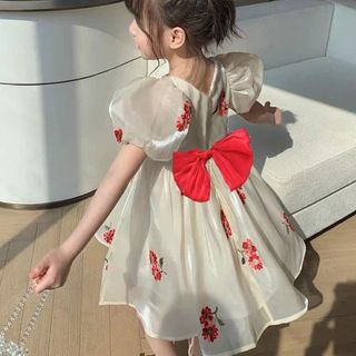 Hàng Sỉ SGĐầm tơ Organza, bé gái, thêu hoa, tay bồng, nơ to phía sau, size 3-10 - top1dropship_00169_17313107_sg2