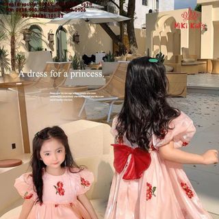 Hàng Sỉ SGĐầm tơ Organza, bé gái, thêu hoa, tay bồng, nơ to phía sau, size 3-10 - top1dropship_00169_17313107_sg2