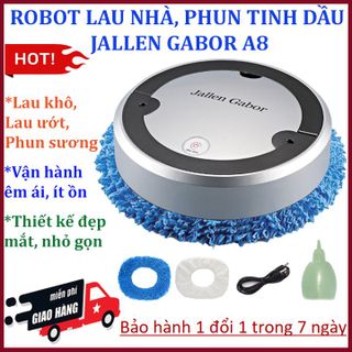 Robot hút bụi lau nhà tự động, Máy hút bụi thông minh Jallen Gabor A8 có chức năng phun sương tạo ấm, khử khuẩn bằng tia UV, công xuất hút lớn, Robot hút bụi thông minh