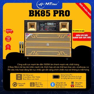 Loa Kéo BK85Pro Công Suất Cực Lớn 1500W - 2 Bass 50Cm Siêu Trầm, Tặng 2 Micro Không Dây, Bảo Hành 12 Tháng.
