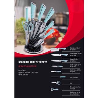 BỘ DAO SCOOKING 9 MÓN THÉP KHÔNG GỈ CAO CẤP - KACHI