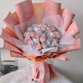 Bó hoa hồng sáp Galaxy 20 bông, bó hoa nhiều màu, bó hoa hồng sáp